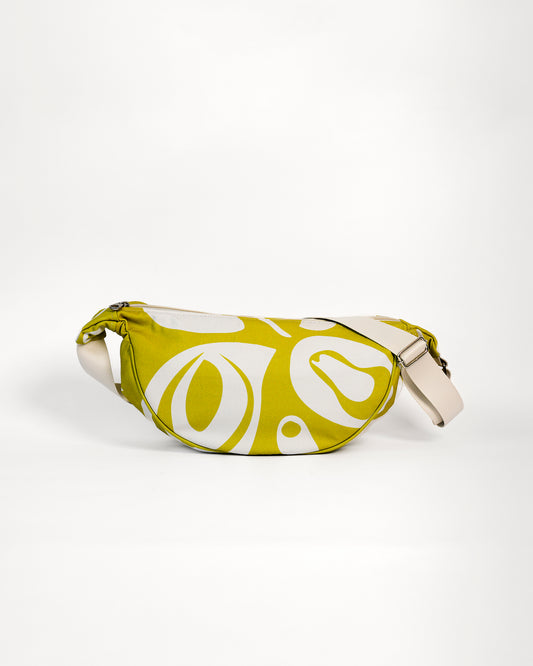 Bolsa crossbody estampa Flora na cor verde-limão