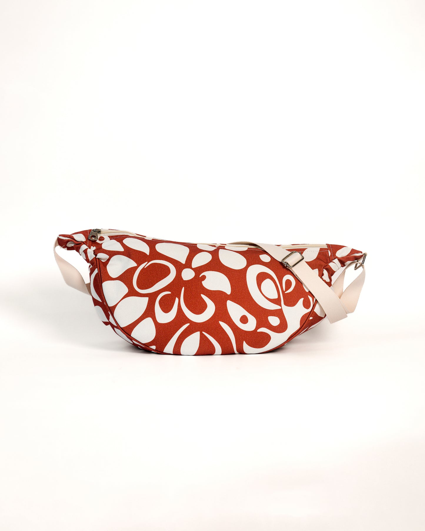 Bolsa crossbody estampa Jasmim na cor terracota