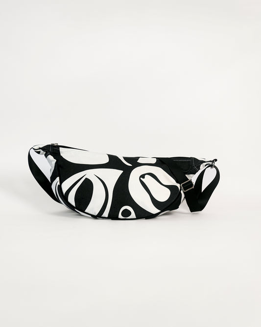 Bolsa crossbody estampa Flora na cor preto