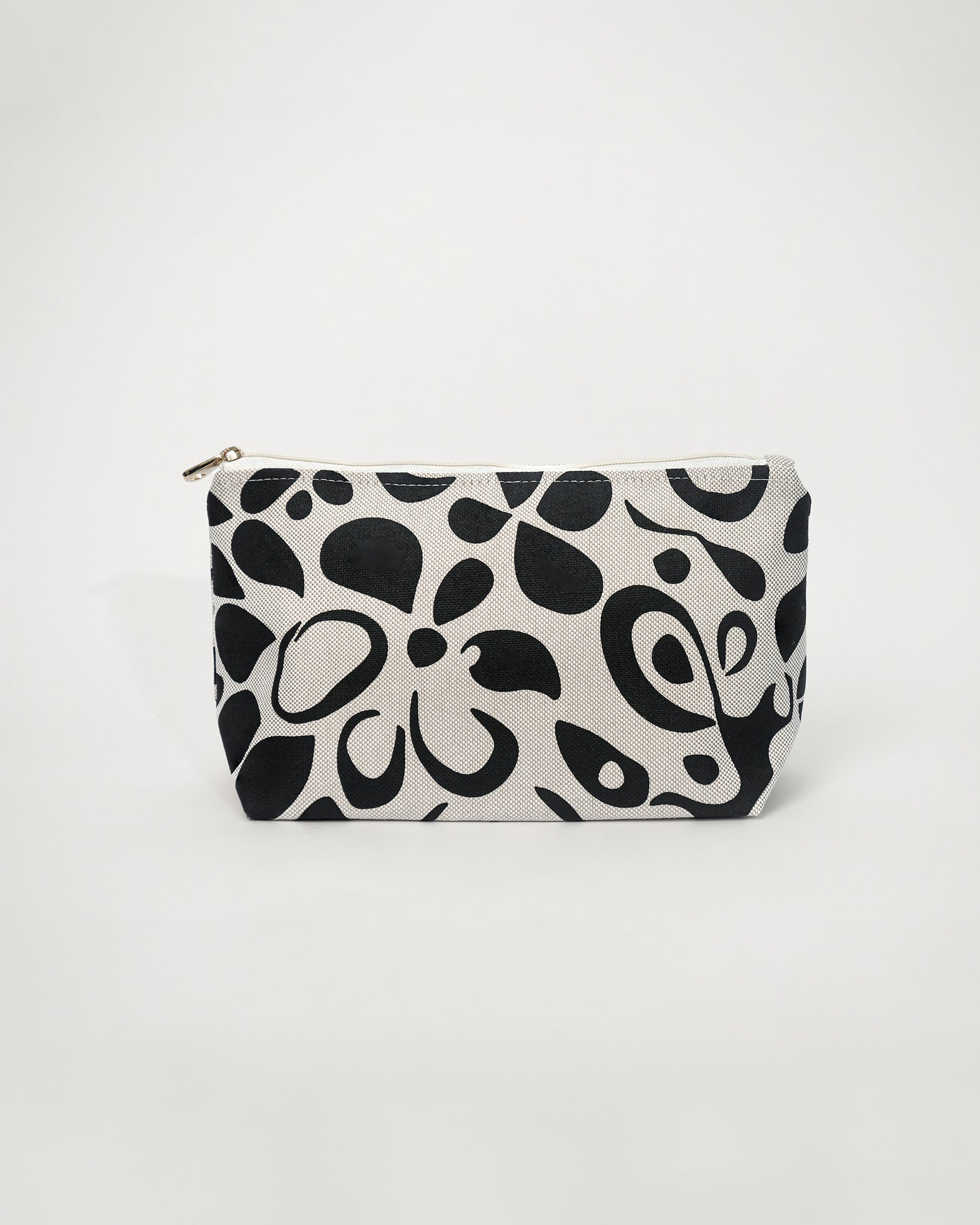 Nécessaire clutch média, estampa Jasmim preta