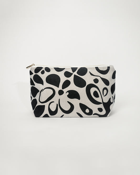 Nécessaire clutch média, estampa Jasmim preta